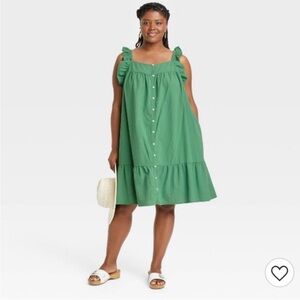 NWOT Universal Thread Flutter Sleeve Dress, Green, Size 1X